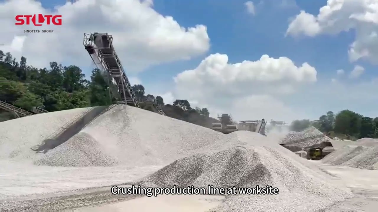 crushing production line on worksite