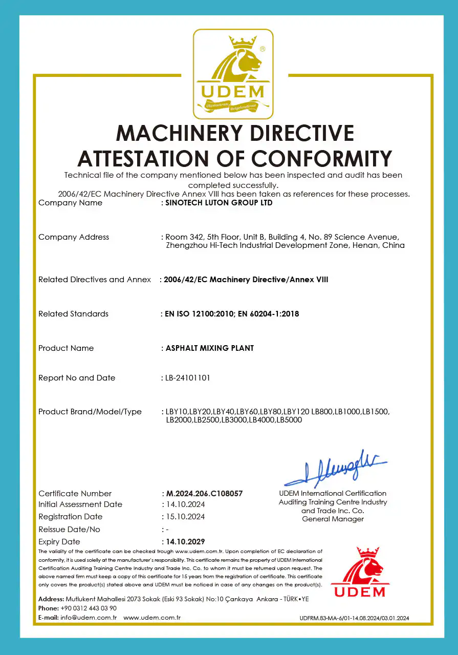 asphalt-plant-machinery-directive-attestation-of-conformity